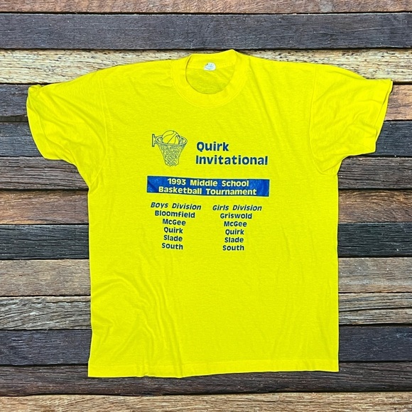 Vintage Quirk Invitional Basketball Tournament 1993 Screen Stars Tshirt - Picture 1 of 3